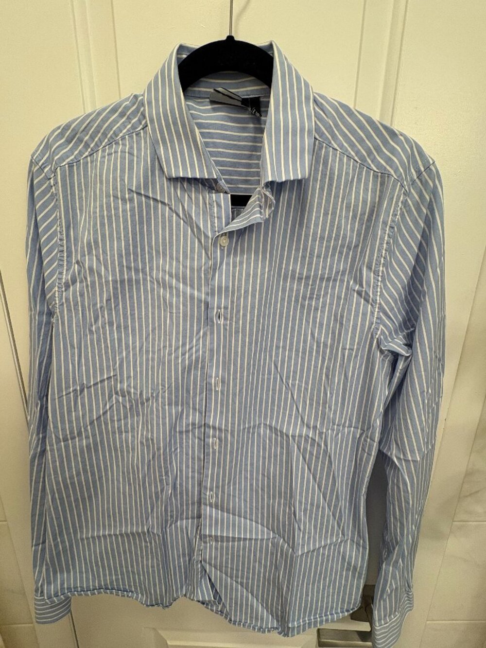 ASOS Design Blue White Striped Button Down Shirt L